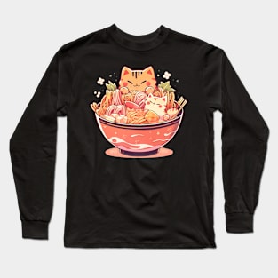 cats in noodles Long Sleeve T-Shirt